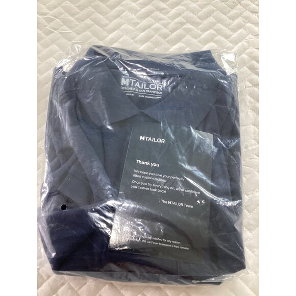 MTailor Custom-Fit Navy Polo Shirt For Men 100% Cotton Short Sleeve fit S /M NEW - Picture 5 of 5